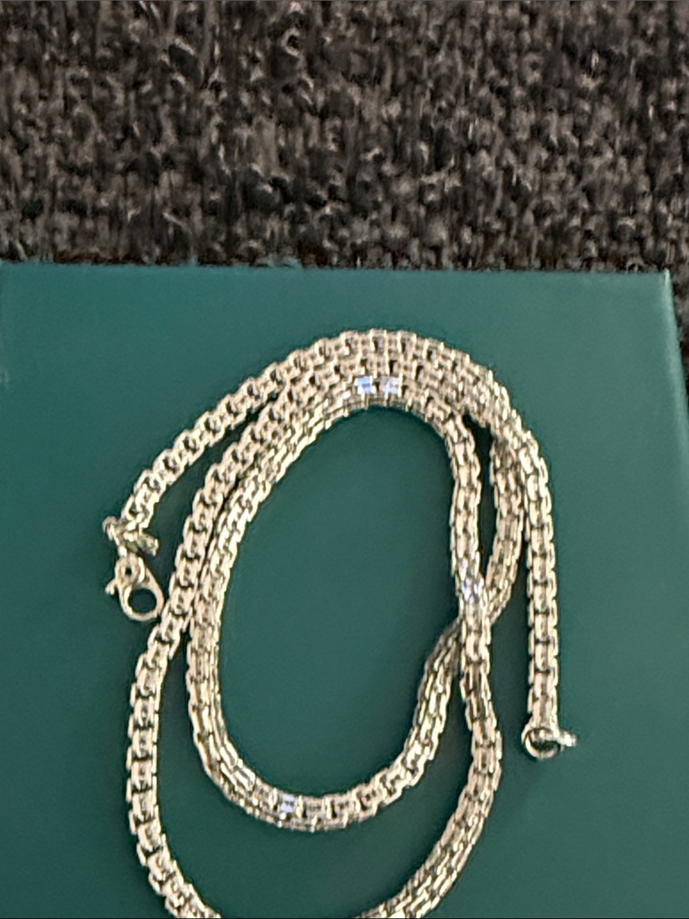 Monet Silver Tone Double Chain Necklace - Picture 4 of 5